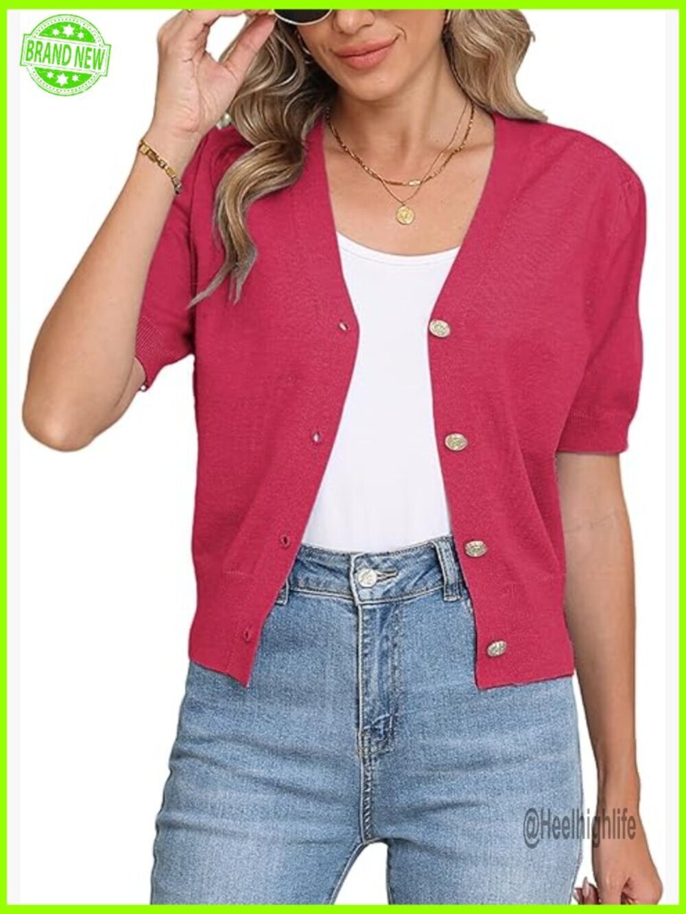 Open Front Cardigan Short Sleeve Crochet Knit Sweater Lightweight Summer
